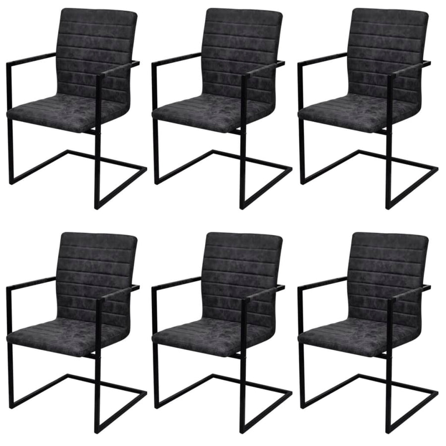 Eetkamerstoelen Kunstleer 6 Zwart Gestreept patroon