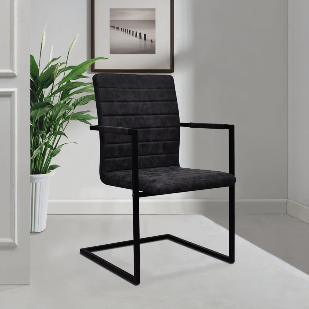 Eetkamerstoelen Kunstleer 6 Zwart Gestreept patroon