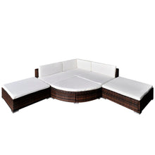 6-Delige Loungeset Met Kussens Poly Rattan Bruin