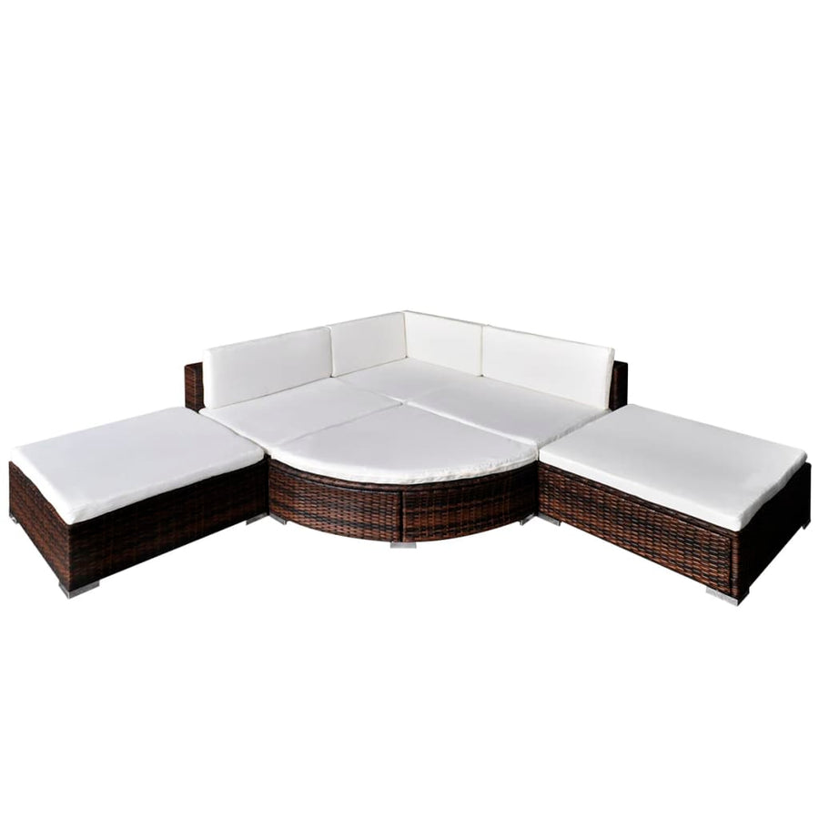 6-Delige Loungeset Met Kussens Poly Rattan Bruin