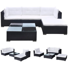 -Delige Loungeset Met Kussens Poly Rattan Zwart