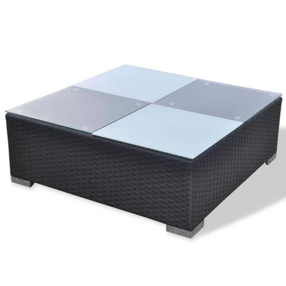 -Delige Loungeset Met Kussens Poly Rattan Zwart