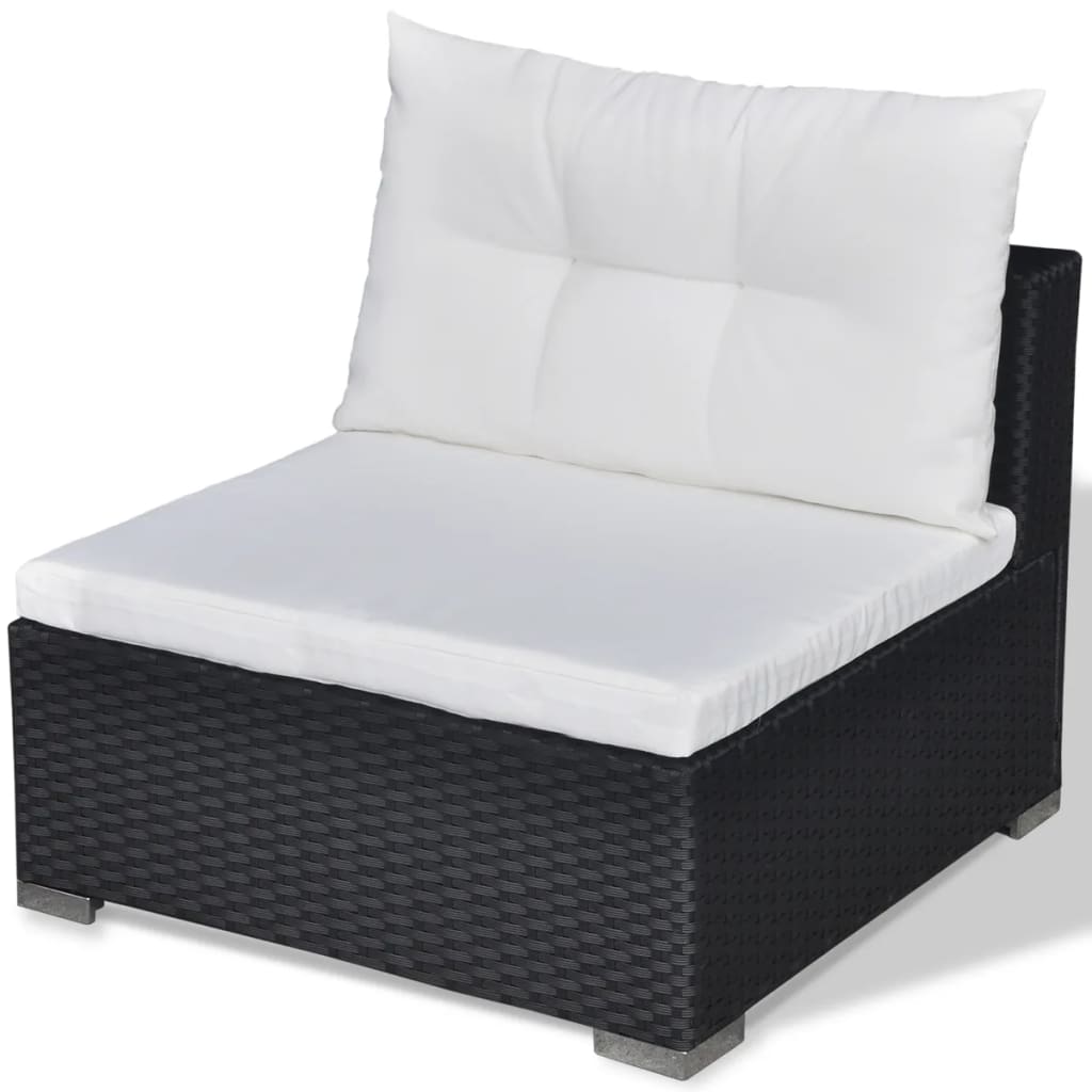 -Delige Loungeset Met Kussens Poly Rattan Zwart