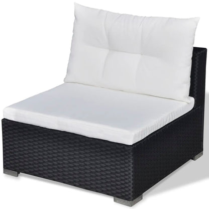-Delige Loungeset Met Kussens Poly Rattan Zwart