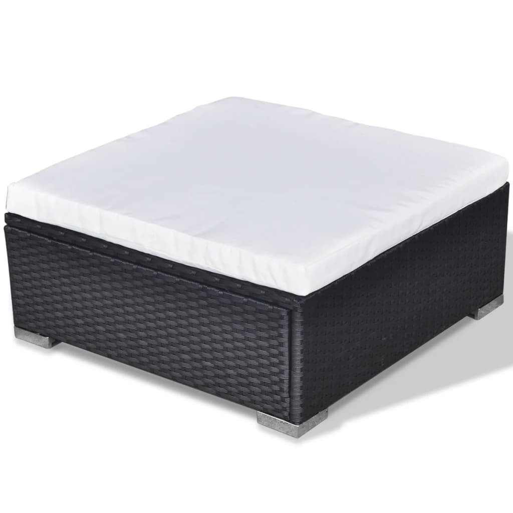 -Delige Loungeset Met Kussens Poly Rattan Zwart