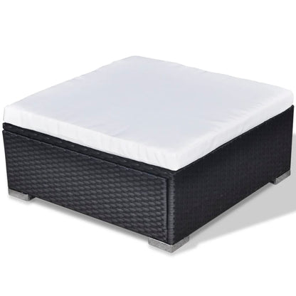 -Delige Loungeset Met Kussens Poly Rattan Zwart