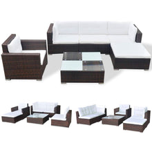 -Delige Loungeset Met Kussens Poly Rattan Bruin