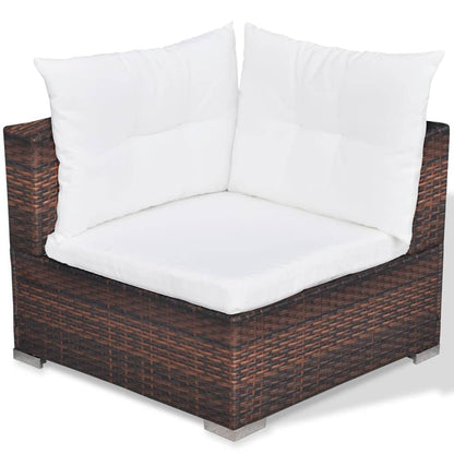 -Delige Loungeset Met Kussens Poly Rattan Bruin