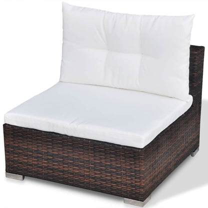 -Delige Loungeset Met Kussens Poly Rattan Bruin