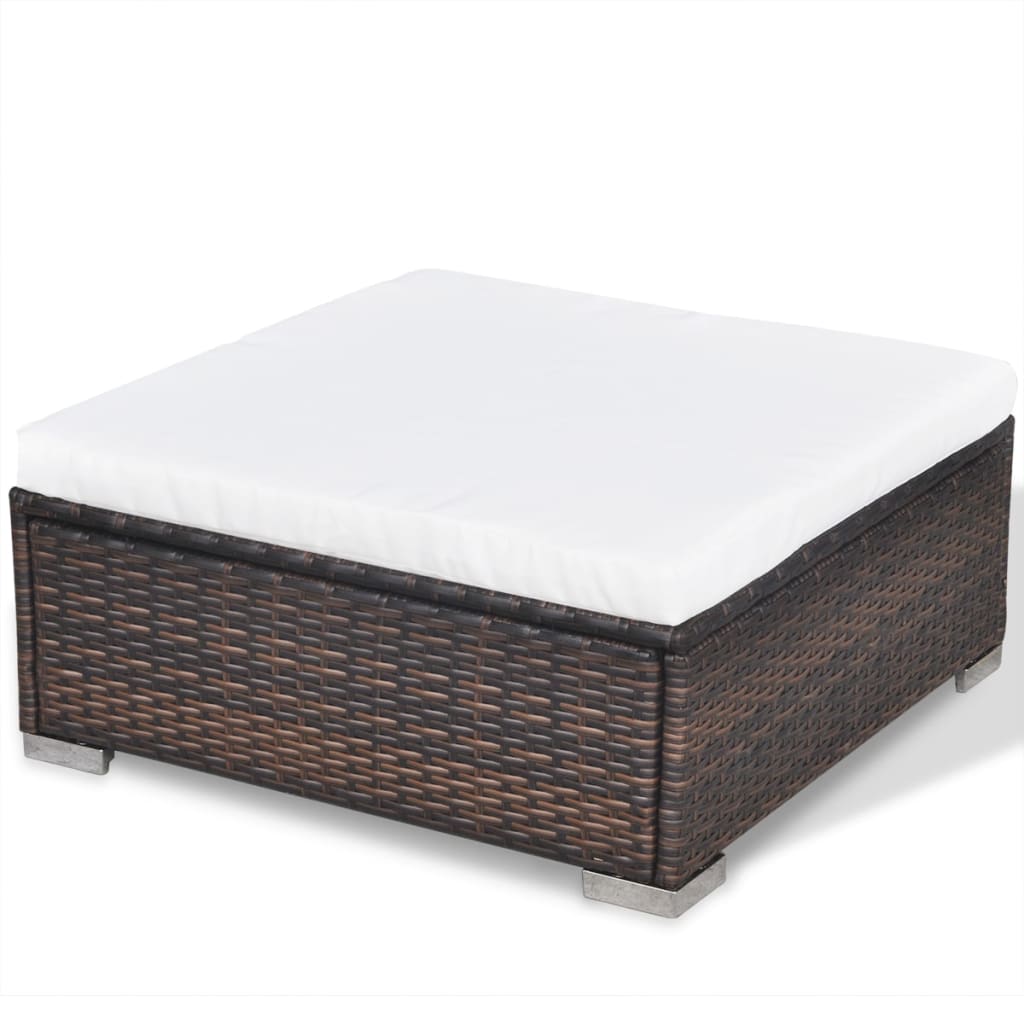 -Delige Loungeset Met Kussens Poly Rattan Bruin