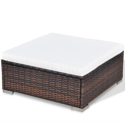 -Delige Loungeset Met Kussens Poly Rattan Bruin
