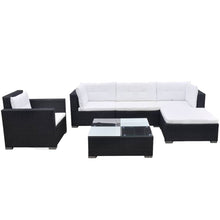 -Delige Loungeset Met Kussens Poly Rattan Zwart