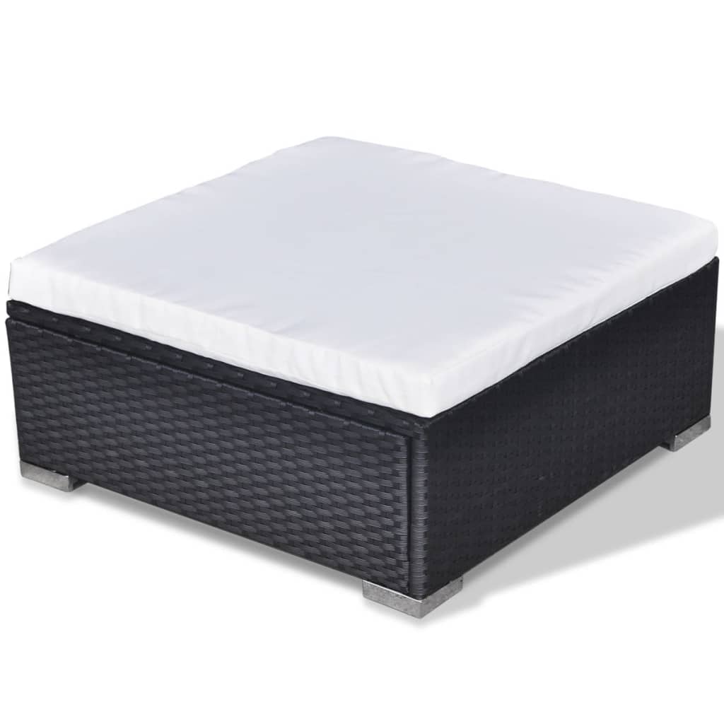 -Delige Loungeset Met Kussens Poly Rattan Zwart
