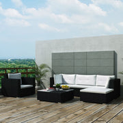 Loungeset 6-delig poly rattan zwart