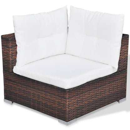 -Delige Loungeset Met Kussens Poly Rattan Bruin