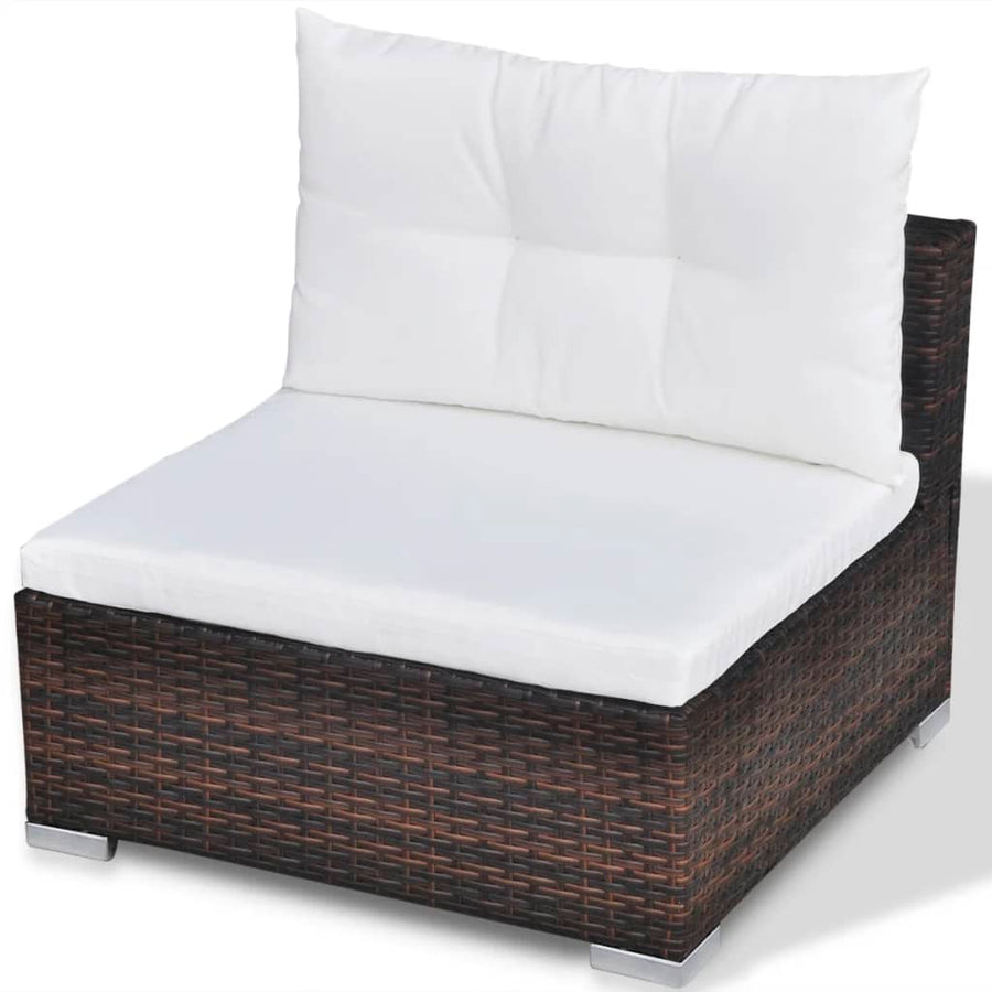 -Delige Loungeset Met Kussens Poly Rattan Bruin