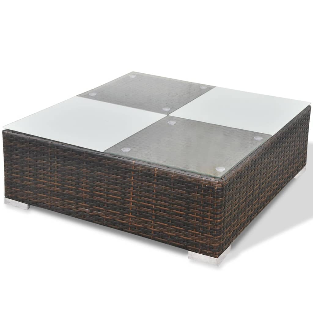 -Delige Loungeset Met Kussens Poly Rattan Bruin