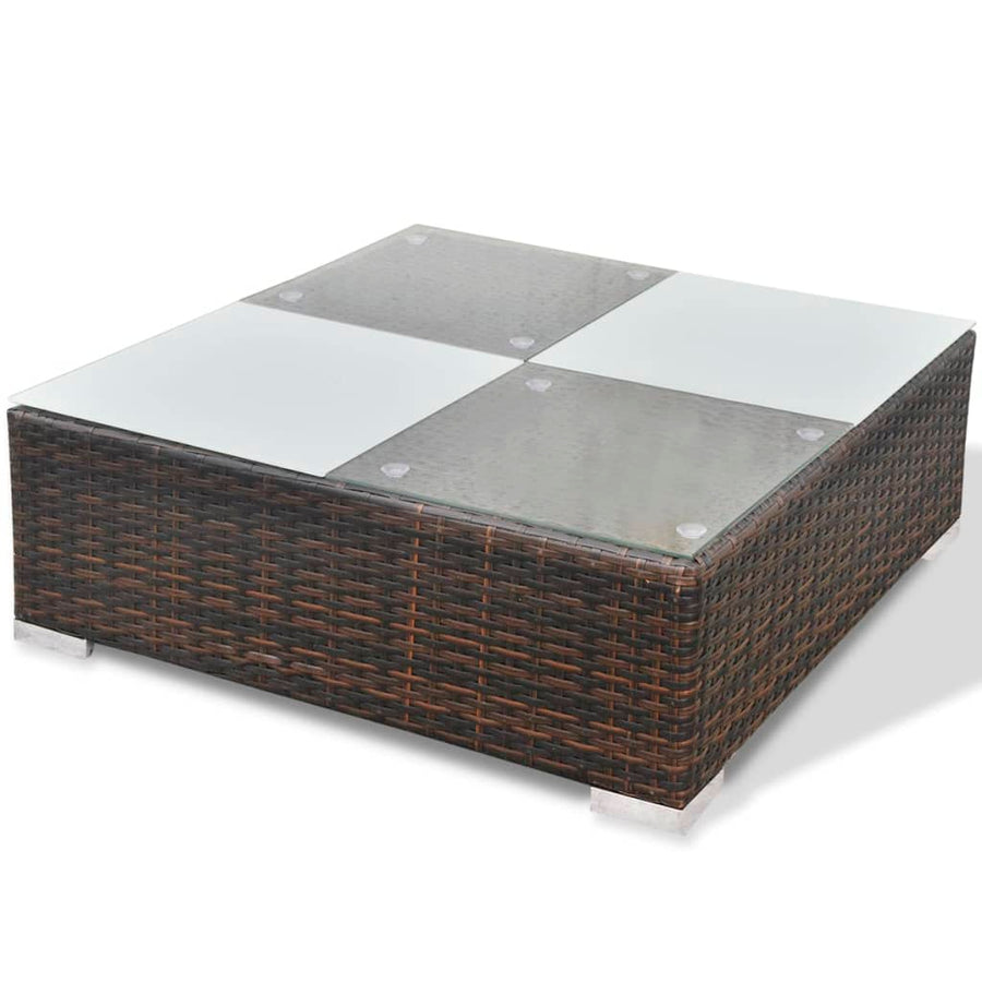 -Delige Loungeset Met Kussens Poly Rattan Bruin