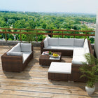 -Delige Loungeset Met Kussens Poly Rattan Bruin