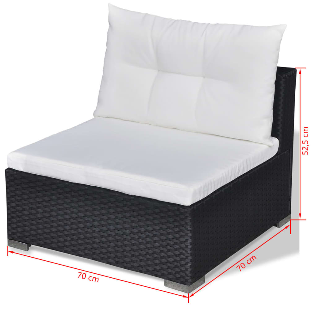 -Delige Loungeset Met Kussens Poly Rattan Zwart