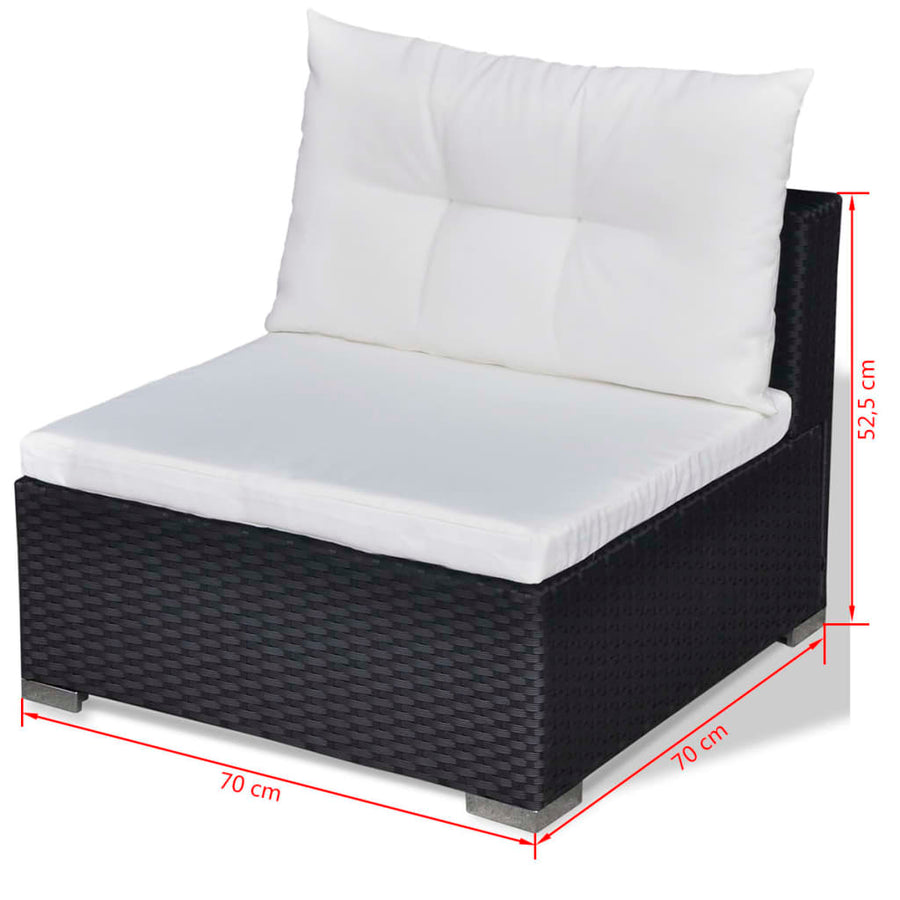 -Delige Loungeset Met Kussens Poly Rattan Zwart