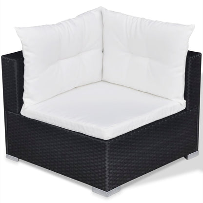 -Delige Loungeset Met Kussens Poly Rattan Zwart