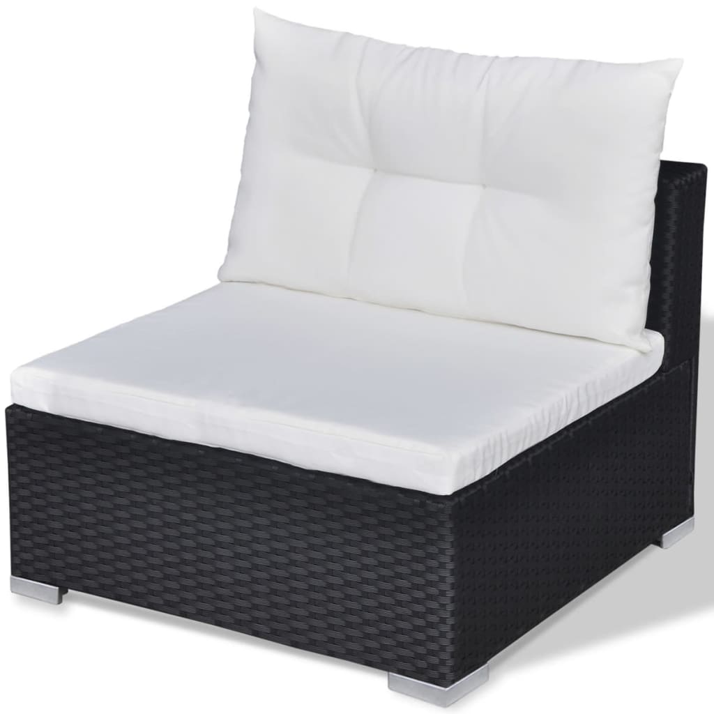 -Delige Loungeset Met Kussens Poly Rattan Zwart