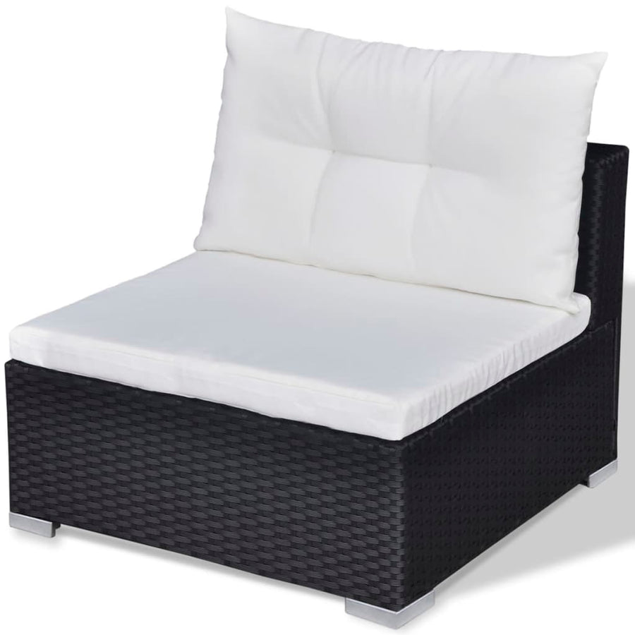 -Delige Loungeset Met Kussens Poly Rattan Zwart