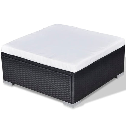 -Delige Loungeset Met Kussens Poly Rattan Zwart