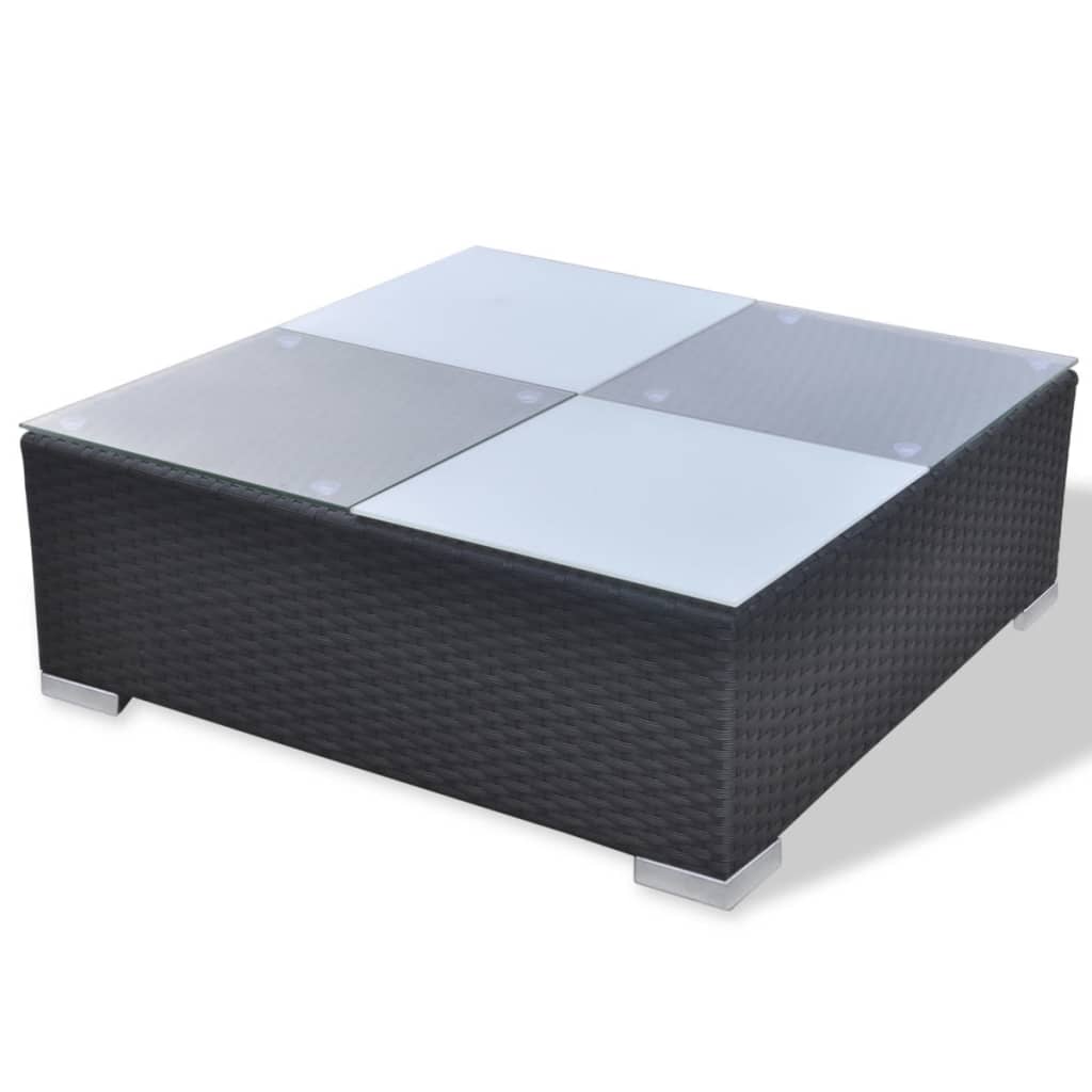 -Delige Loungeset Met Kussens Poly Rattan Zwart