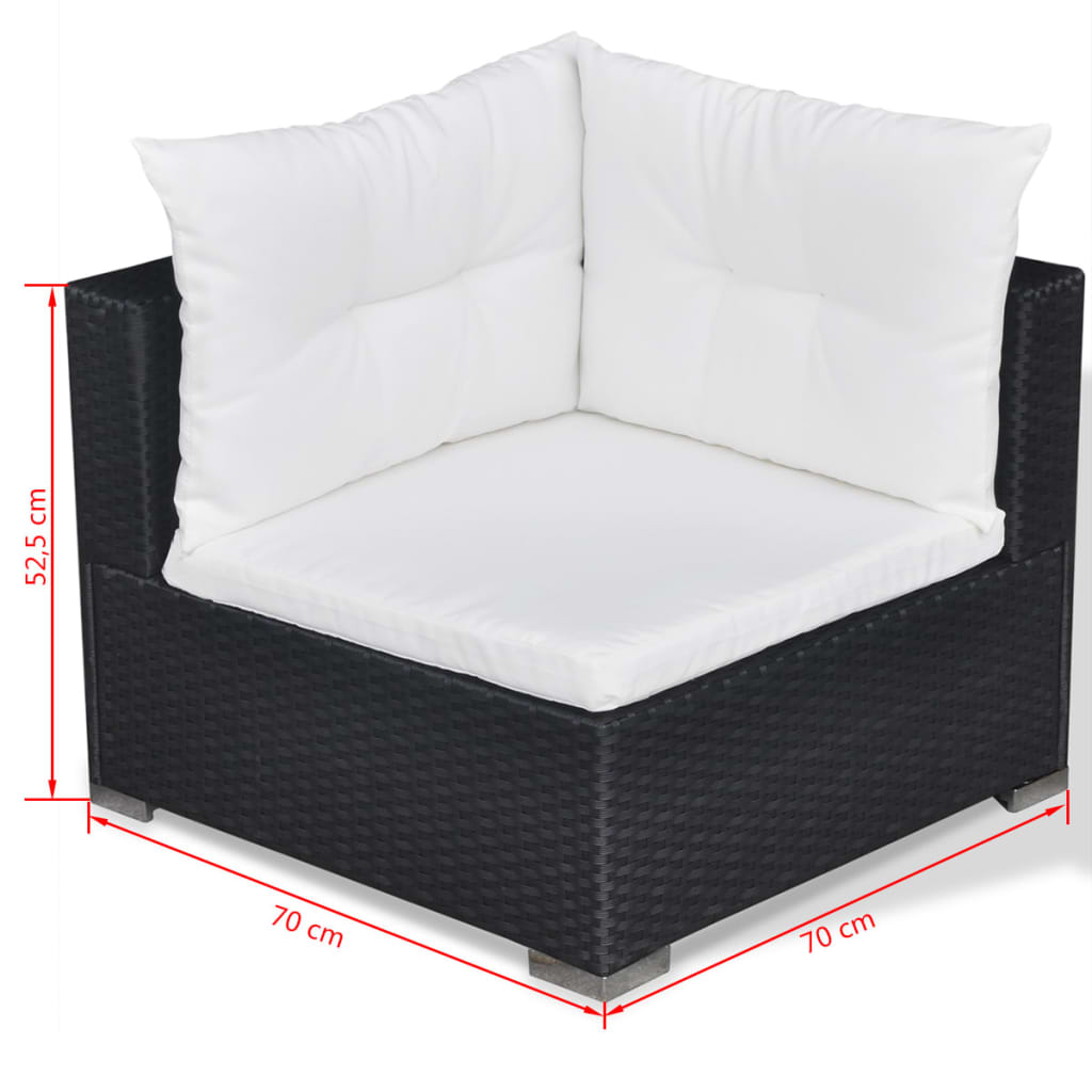 -Delige Loungeset Met Kussens Poly Rattan Zwart