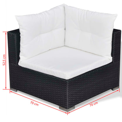 -Delige Loungeset Met Kussens Poly Rattan Zwart