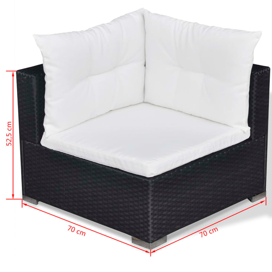 -Delige Loungeset Met Kussens Poly Rattan Zwart