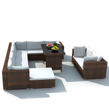 -Delige Loungeset Met Kussens Poly Rattan Bruin