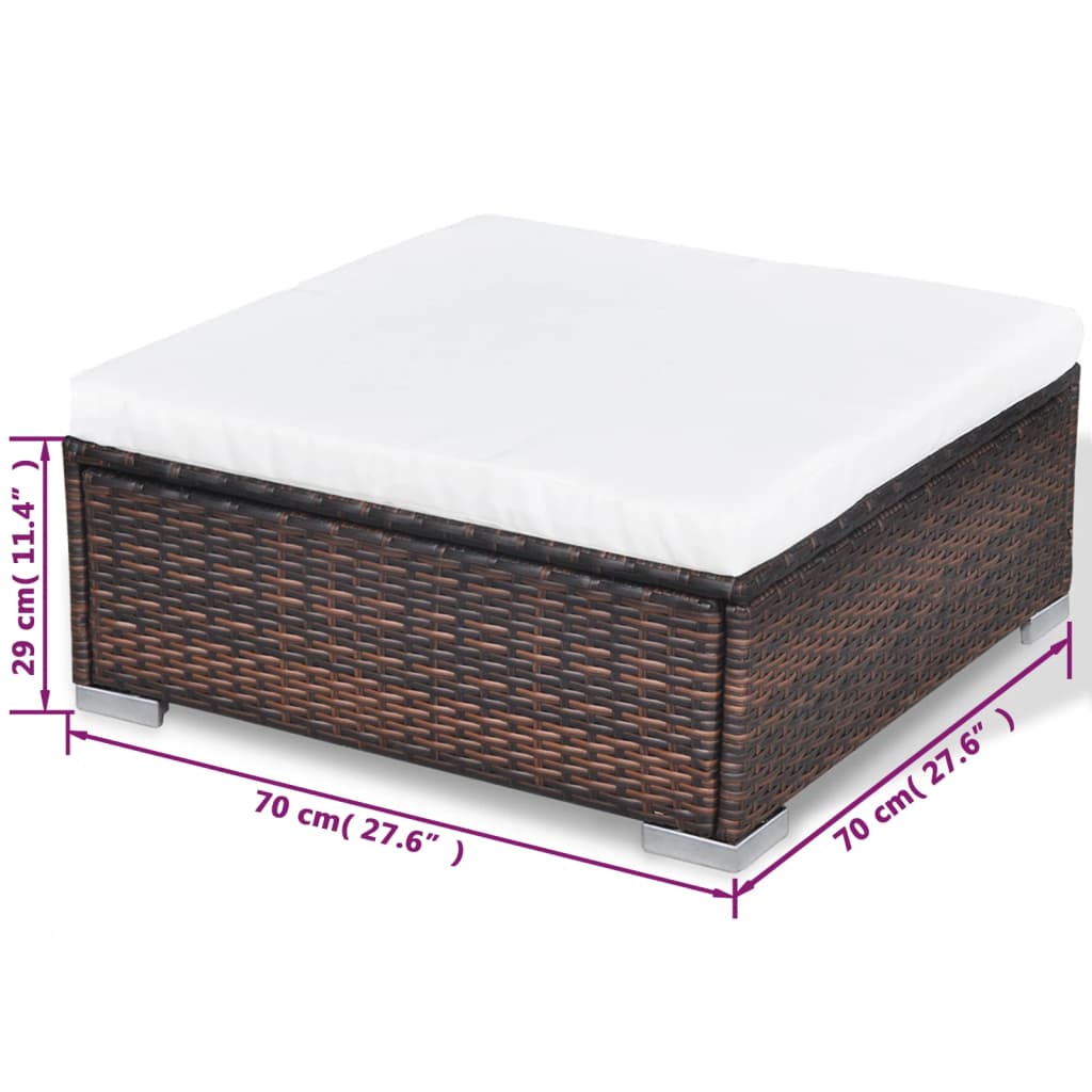 -Delige Loungeset Met Kussens Poly Rattan Bruin