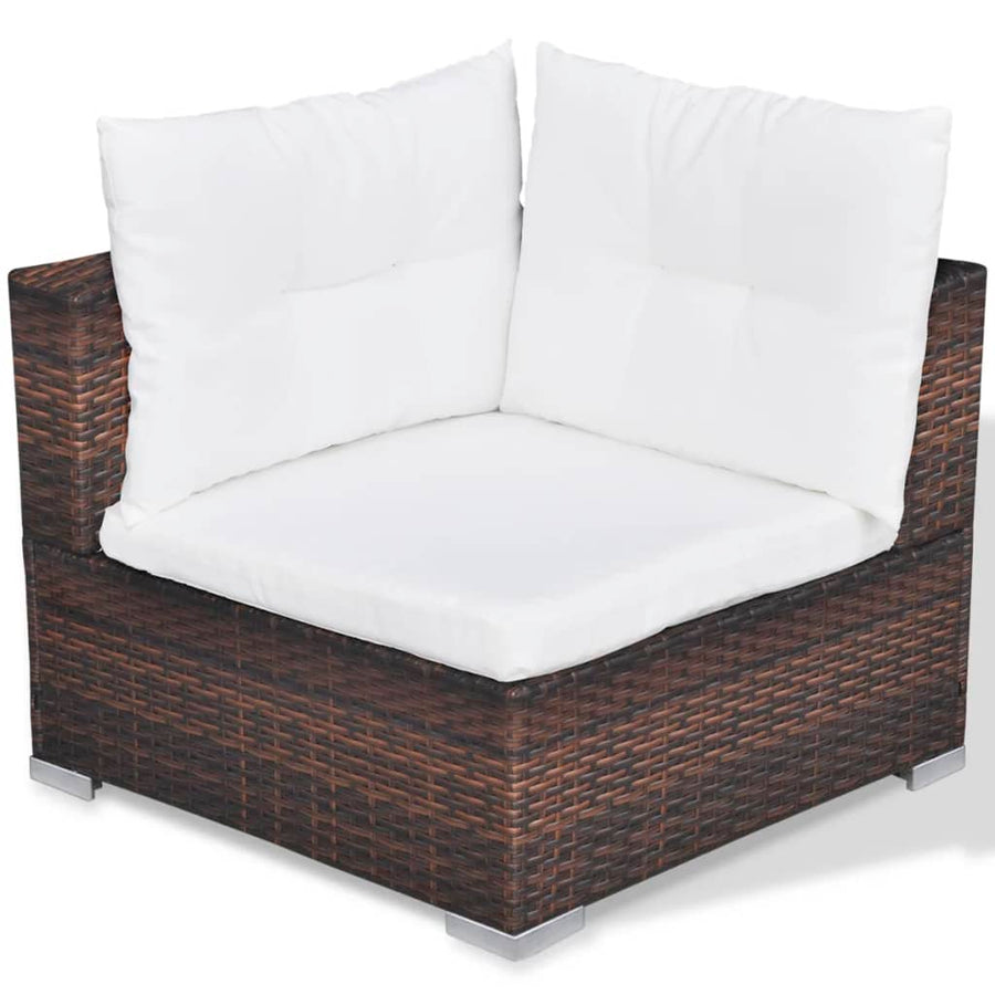 -Delige Loungeset Met Kussens Poly Rattan Bruin