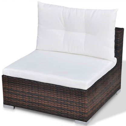 -Delige Loungeset Met Kussens Poly Rattan Bruin