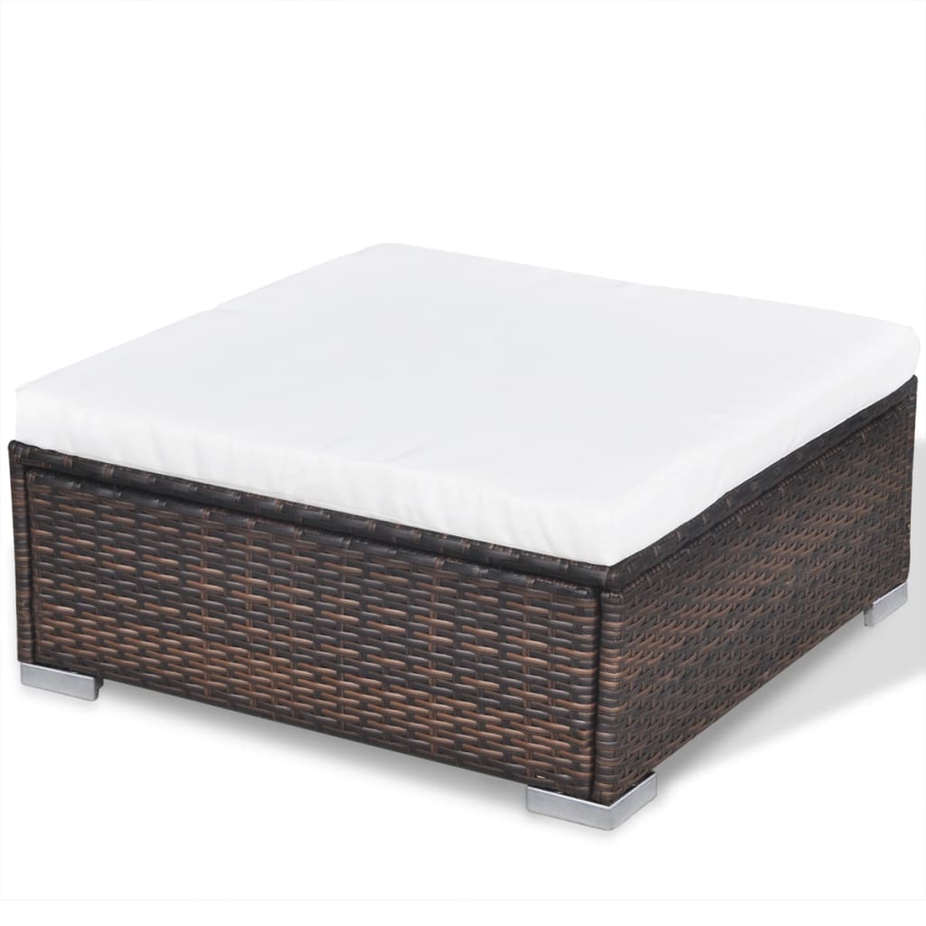 -Delige Loungeset Met Kussens Poly Rattan Bruin