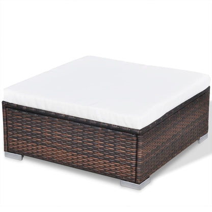 -Delige Loungeset Met Kussens Poly Rattan Bruin