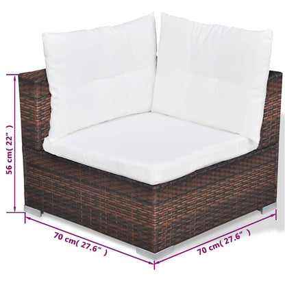 -Delige Loungeset Met Kussens Poly Rattan Bruin