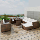 -Delige Loungeset Met Kussens Poly Rattan Bruin