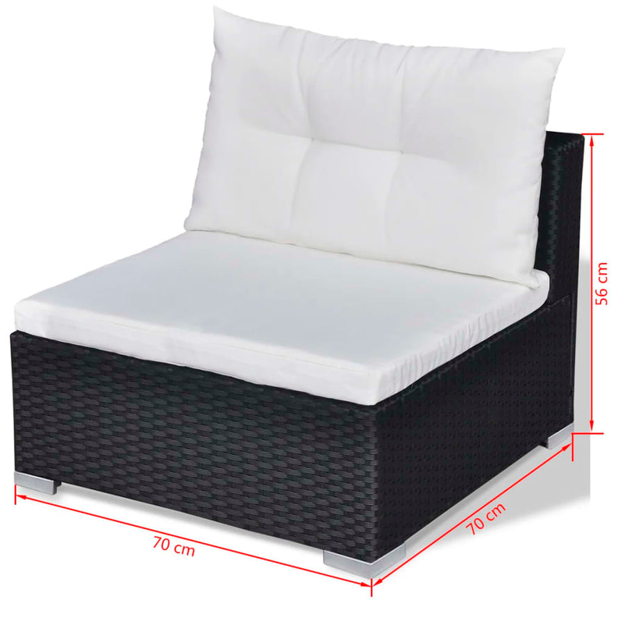 -Delige Loungeset Met Kussens Poly Rattan Zwart