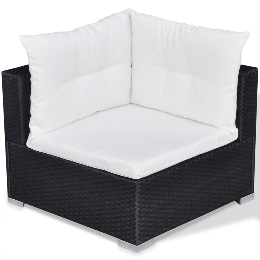 -Delige Loungeset Met Kussens Poly Rattan Zwart