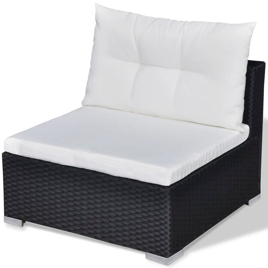 -Delige Loungeset Met Kussens Poly Rattan Zwart