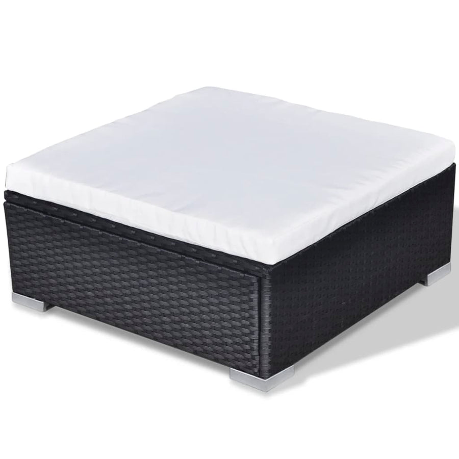 -Delige Loungeset Met Kussens Poly Rattan Zwart
