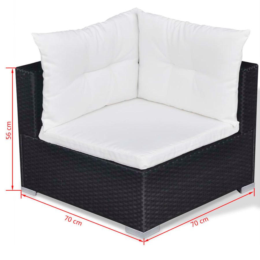 -Delige Loungeset Met Kussens Poly Rattan Zwart