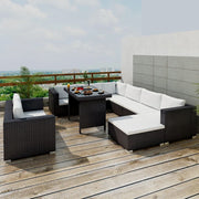 Loungeset 10-delig poly rattan zwart