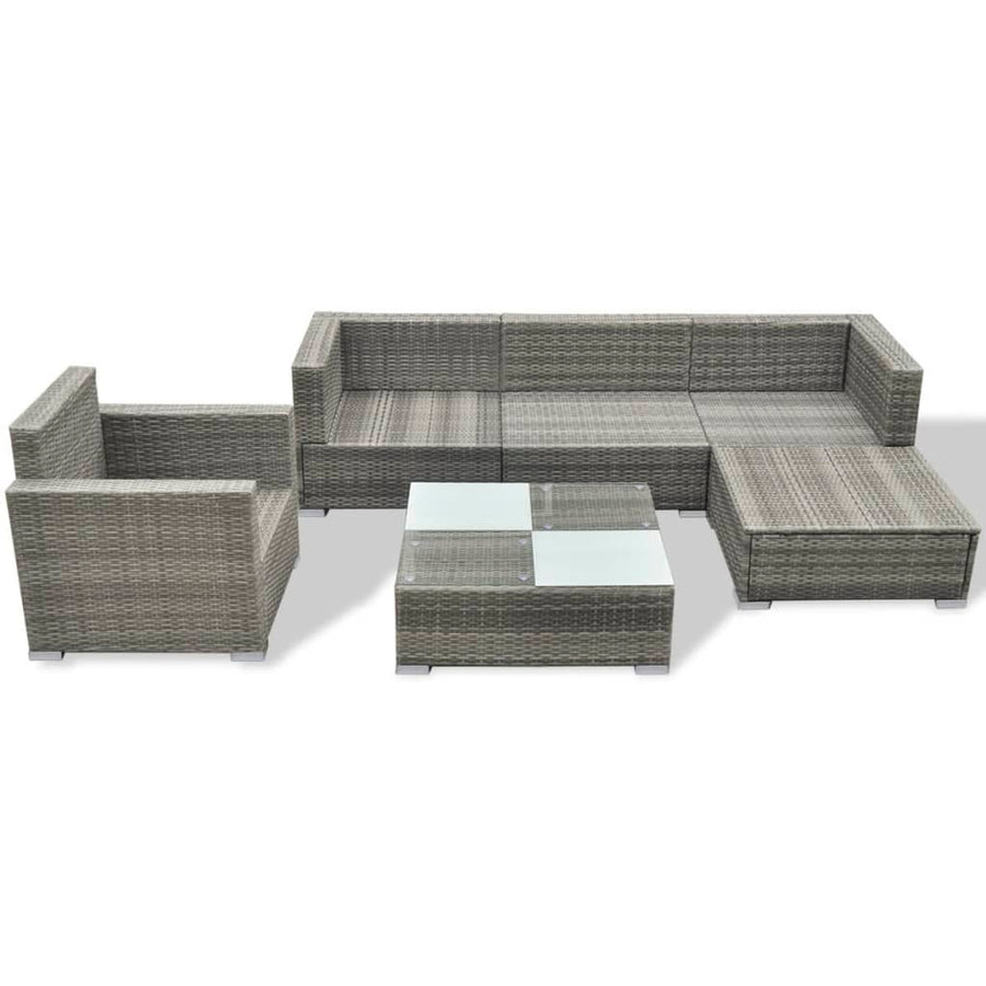 -Delige Loungeset Met Kussens Poly Rattan Grijs