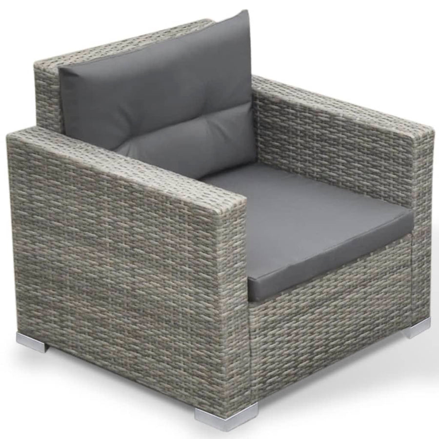 -Delige Loungeset Met Kussens Poly Rattan Grijs