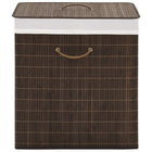 Laundry hamper rectangular bamboo dark brown